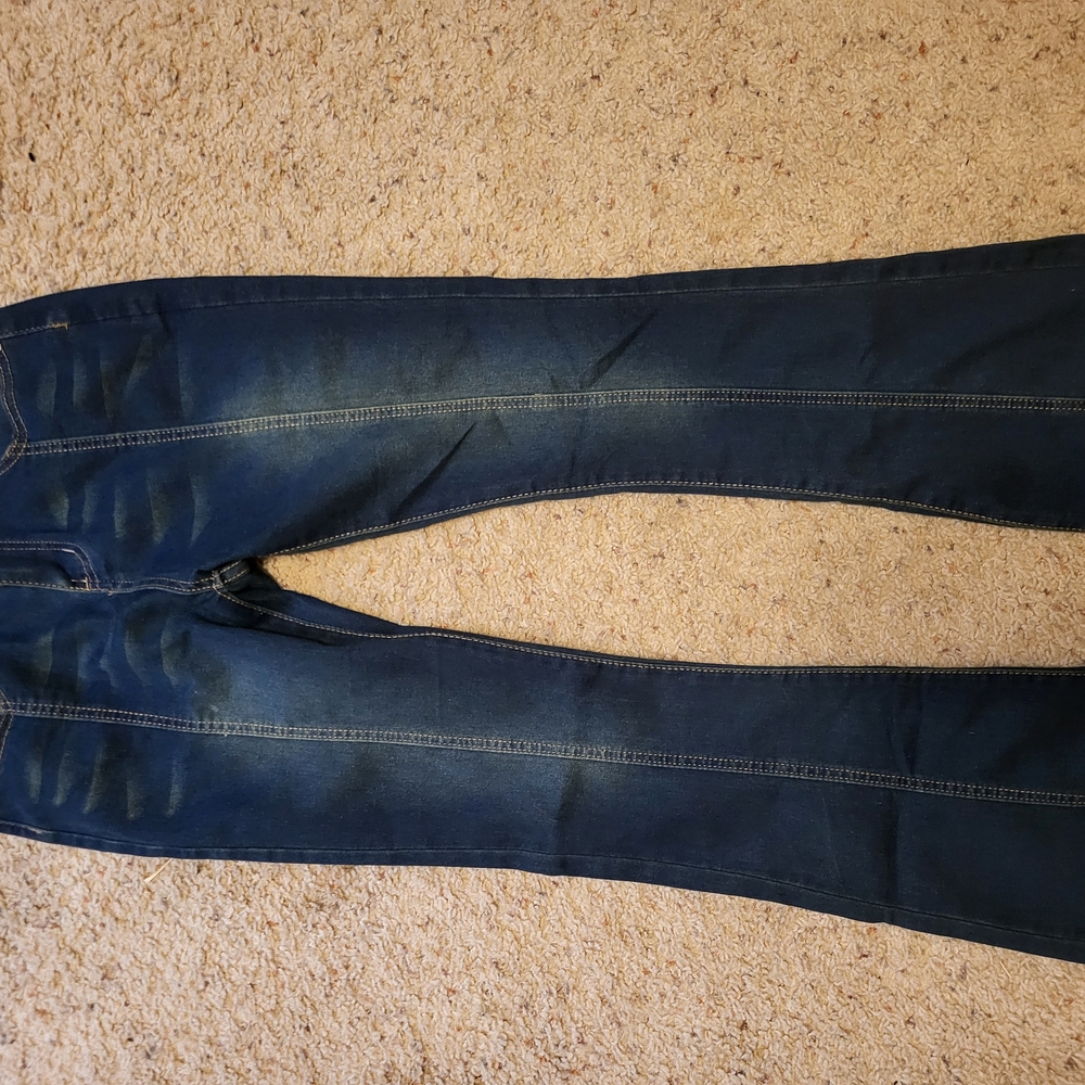 Red Bottom Blue Flare Leg Jeans NEW WITHOUT TAGS